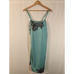 Athleta Shorebreak Teal Paisley Swim Dress Shelf Bra Adjustable Straps Womens L